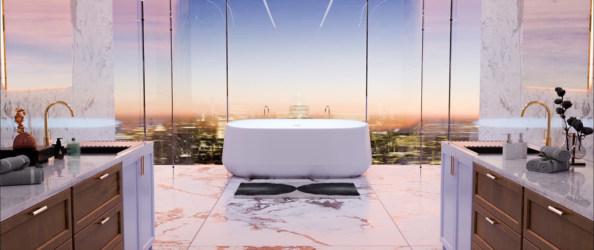 Penthouse Bath with Skyline View